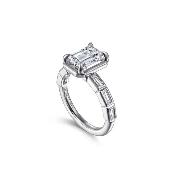 14K White Gold 0.40cwt Emerald Cut 3.31ct CZ Vintage Diamond Engagement Ring Size 6.5 Image 2 Raleigh Diamond Fine Jewelry Raleigh, NC