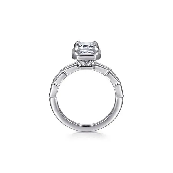 14K White Gold 0.40cwt Emerald Cut 3.31ct CZ Vintage Diamond Engagement Ring Size 6.5 Image 3 Raleigh Diamond Fine Jewelry Raleigh, NC