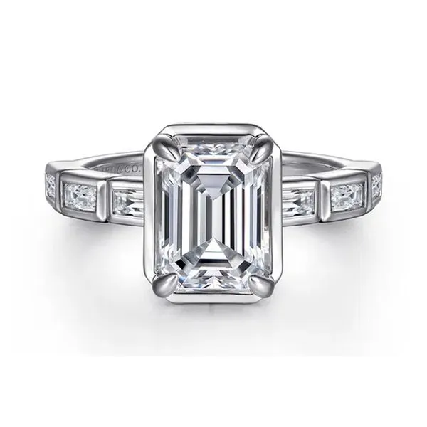 14K White Gold 0.40cwt Emerald Cut 3.31ct CZ Vintage Diamond Engagement Ring Size 6.5 Raleigh Diamond Fine Jewelry Raleigh, NC