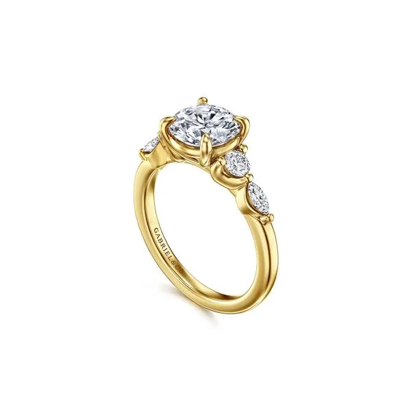 14K Yellow Gold Round 5-Stone Diamonds 0.15ct Marquise 0.18ct RBC 2.85ct CZ Engagement Ring Size 6.5 Image 2 Raleigh Diamond Fine Jewelry Raleigh, NC