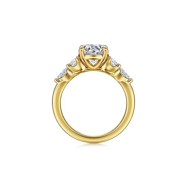 14K Yellow Gold Round 5-Stone Diamonds 0.15ct Marquise 0.18ct RBC 2.85ct CZ Engagement Ring Size 6.5 Image 3 Raleigh Diamond Fine Jewelry Raleigh, NC