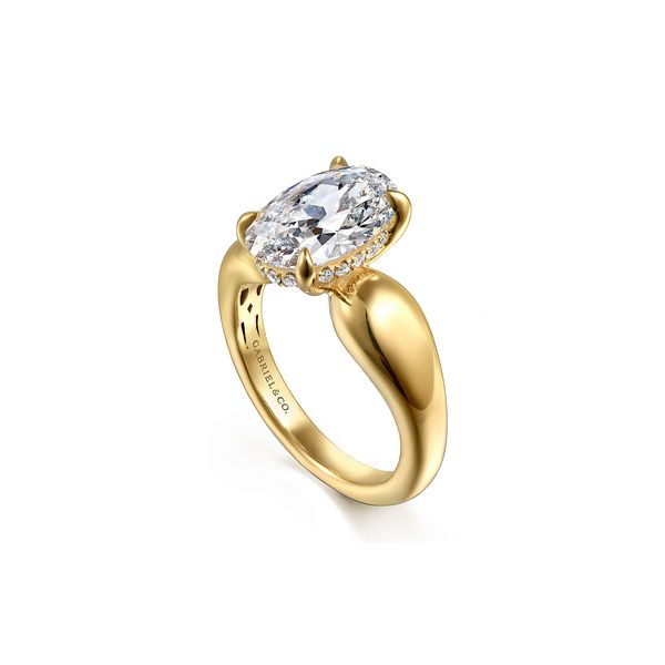 14K Yellow Gold 0.11ctw Oval Diamond Semi-mount Ring Setting Sz 6.5 Image 2 Raleigh Diamond Fine Jewelry Raleigh, NC