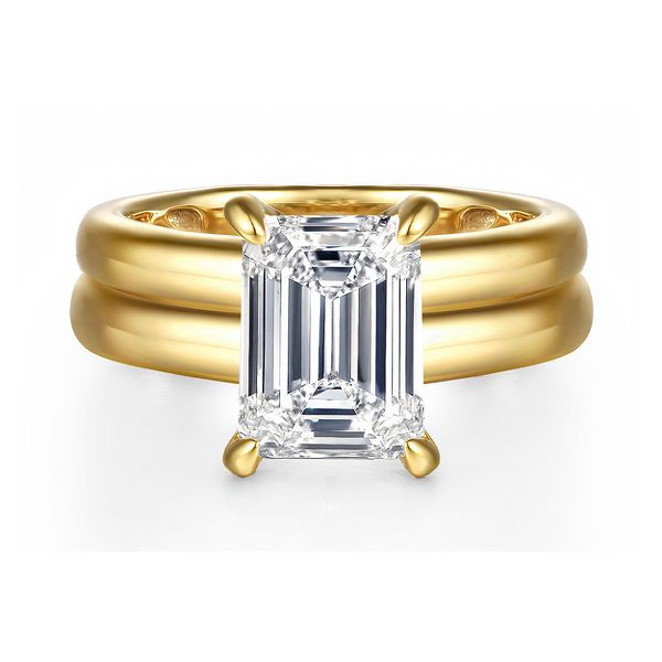 14K Yellow Gold 0.10ctw G-H/SI+ Emerald Cut Diamond Semi-mount Ring Setting Sz 6.5 Raleigh Diamond Fine Jewelry Raleigh, NC