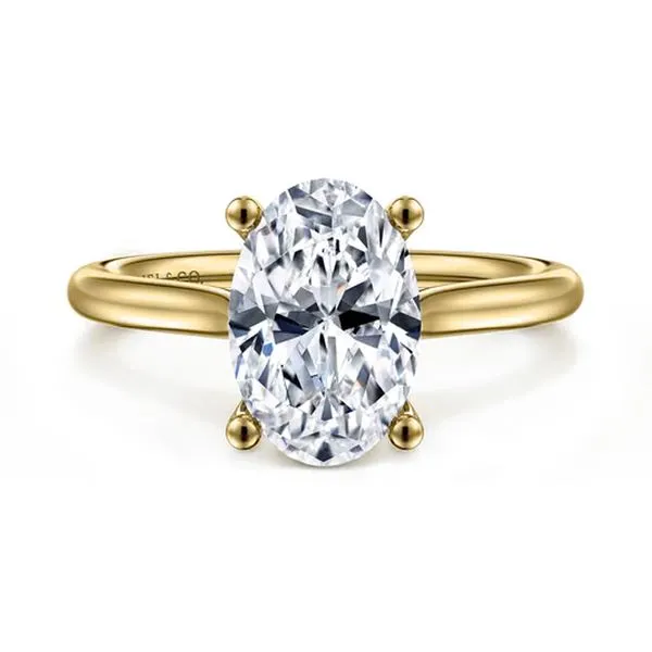 14K Yellow Gold Oval 3.89ct Solitaire Diamond CZ Engagement Ring Size 6.5 Raleigh Diamond Fine Jewelry Raleigh, NC