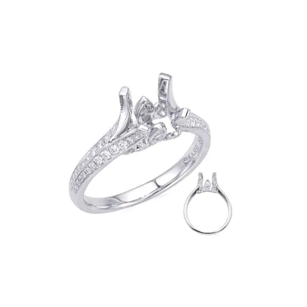 14K White Gold 0.28ctw G/SI1 Diamond Vintage Filigree Semi-Mount Engagement Ring Size 6.5 Raleigh Diamond Fine Jewelry Raleigh, NC