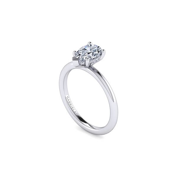 14K White Gold 0.04ctw Pear Hidden Halo Diamond Semi-mount Ring Setting Sz 6.5 Image 2 Raleigh Diamond Fine Jewelry Raleigh, NC