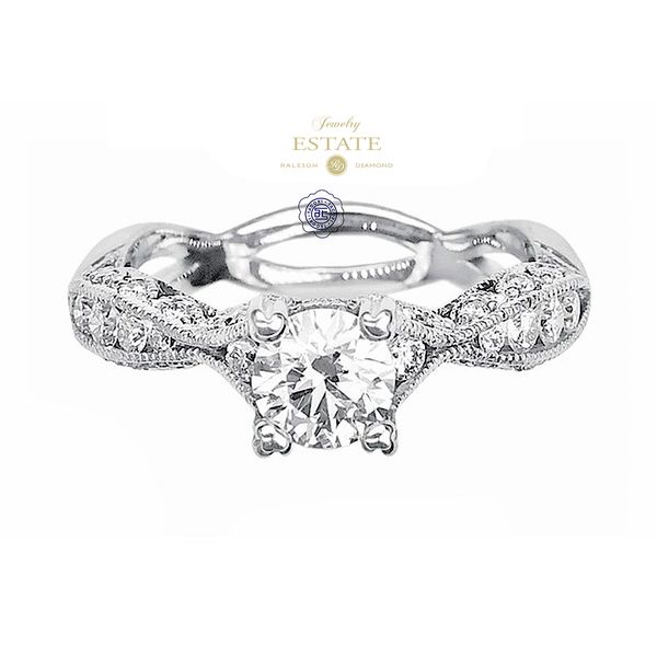 Estate Tacori 18K White Gold 0.85ctw Diamond* Semi-mount Accented Twisted Shank Engagement Ring Setting Sz 6 Raleigh Diamond Fine Jewelry Raleigh, NC