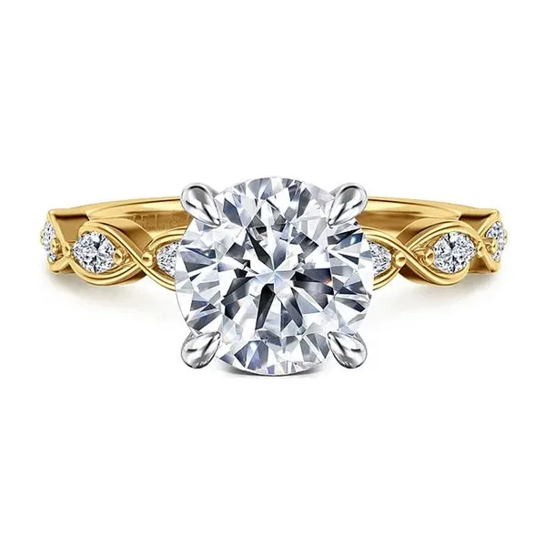 Claudia:14K White & Yellow Gold 0.25ctw G-H/VS2+ 0.07ctw G-H/SI+ Dia Semi 3.28ct CZ Head 8 Size 6.5 Raleigh Diamond Fine Jewelry Raleigh, NC