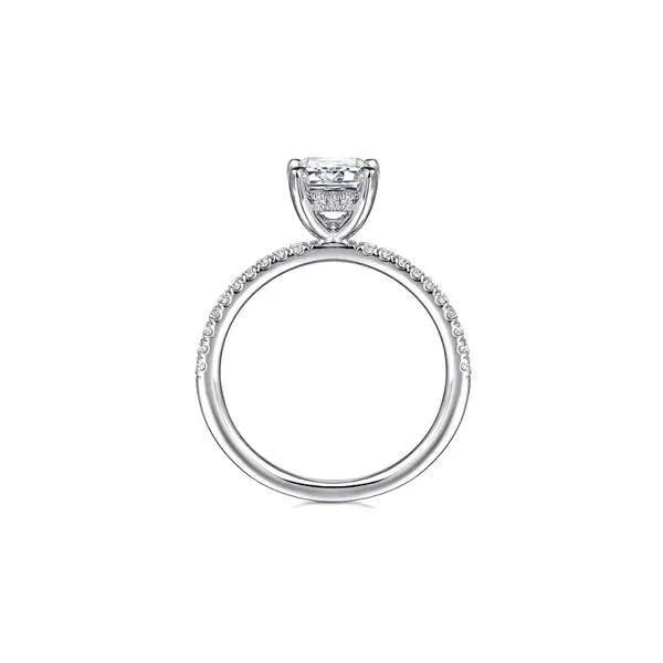 Stasia:14KW Emd Cut Hidden Halo 0.22ctw G-H/SI+ Dia Semi Sz 6.5 Eng Ring Image 3 Raleigh Diamond Fine Jewelry Raleigh, NC