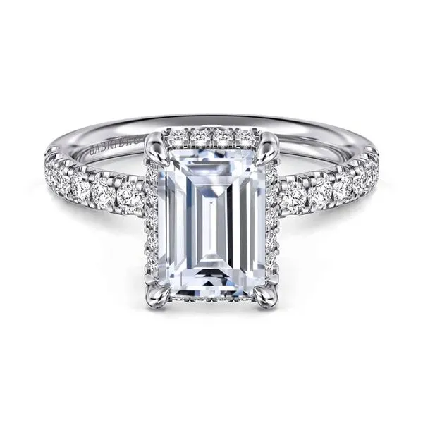 14KW 0.46ctw G-H/ SI+ Dia 3.39ct CZ Head 8.5x6 Hidden Halo Semi Size 6.5 Raleigh Diamond Fine Jewelry Raleigh, NC