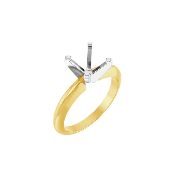 14K White & Yellow Gold 6.5mm Round Solitaire Engagement Ring Mounting Size 6 Image 2 Raleigh Diamond Fine Jewelry Raleigh, NC