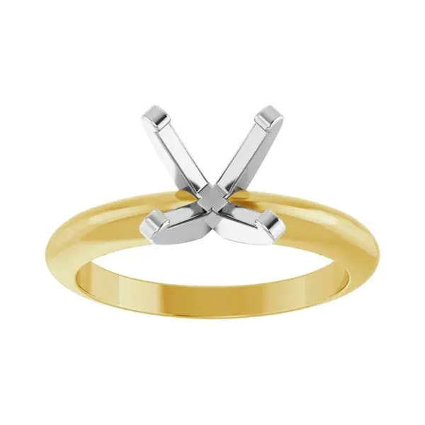 14K White & Yellow Gold 6.5mm Round Solitaire Engagement Ring Mounting Size 6 Raleigh Diamond Fine Jewelry Raleigh, NC