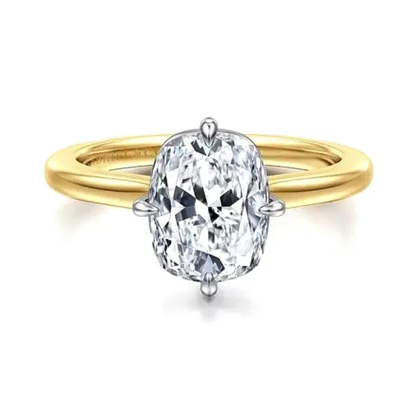 14K White & Yellow Gold Elongated Cushion Compass 3.90ct CZ Diamond Engagement Ring Size 6.5 Raleigh Diamond Fine Jewelry Raleigh, NC