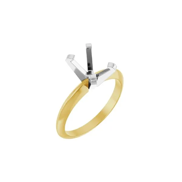14K White & Yellow Gold 7x5 mm Emerald Solitaire Engagement Ring Mounting Size 6 Image 2 Raleigh Diamond Fine Jewelry Raleigh, NC