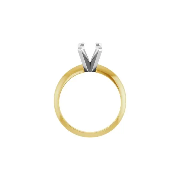14K White & Yellow Gold 7x5 mm Emerald Solitaire Engagement Ring Mounting Size 6 Image 3 Raleigh Diamond Fine Jewelry Raleigh, NC