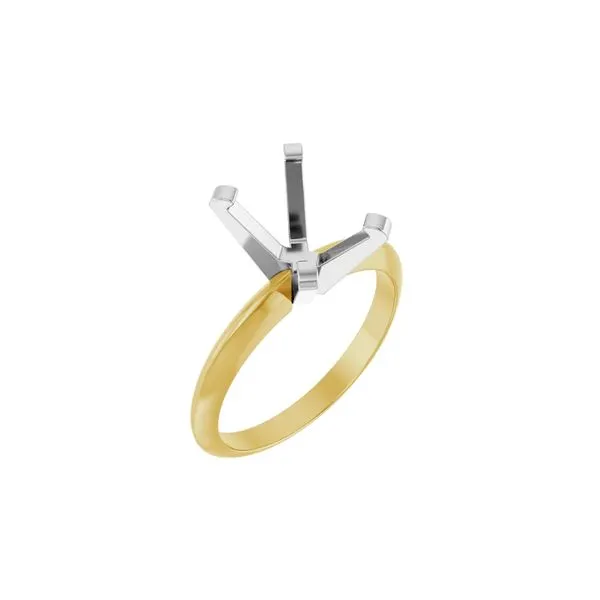 14K White & Yellow Gold 8.5x6.5 mm Emerald Solitaire Engagement Ring Mounting SIze 6 Image 2 Raleigh Diamond Fine Jewelry Raleigh, NC