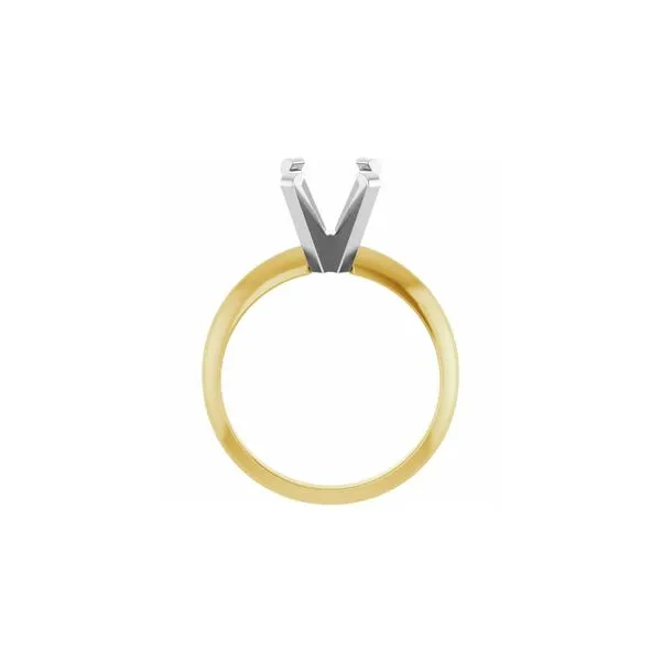 14K White & Yellow Gold 8.5x6.5 mm Emerald Solitaire Engagement Ring Mounting SIze 6 Image 3 Raleigh Diamond Fine Jewelry Raleigh, NC
