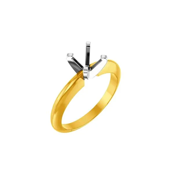 14K White & Yellow Gold 6 mm Round Solitaire Engagement Ring Mounting Size 6 Raleigh Diamond Fine Jewelry Raleigh, NC