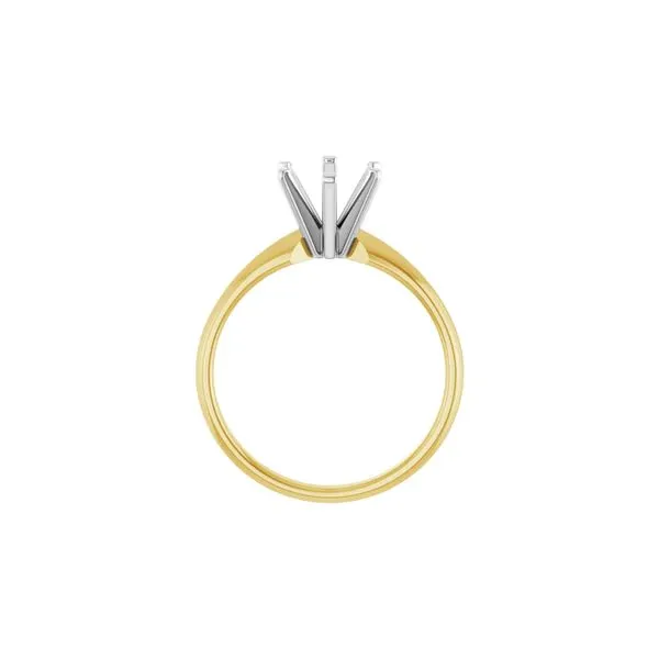 14K White & Yellow Gold 9 x 7 mm Oval Solitaire Engagement Ring Mounting Size 7 Image 3 Raleigh Diamond Fine Jewelry Raleigh, NC