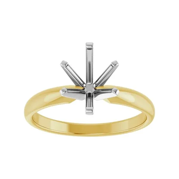 14K White & Yellow Gold 9 x 7 mm Oval Solitaire Engagement Ring Mounting Size 7 Raleigh Diamond Fine Jewelry Raleigh, NC