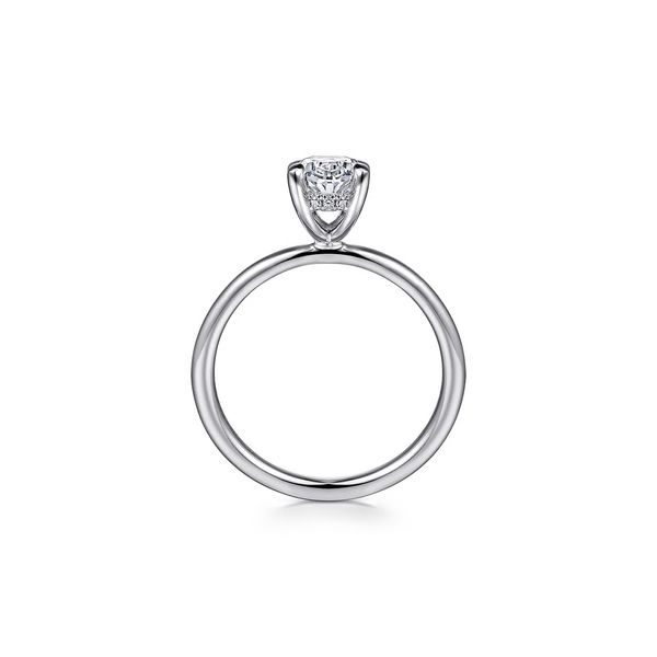 14K White Gold 0.05ctw G-H/SI+ Hidden Halo Diamond Semi-mount Ring Setting Sz 6.5 Image 3 Raleigh Diamond Fine Jewelry Raleigh, NC