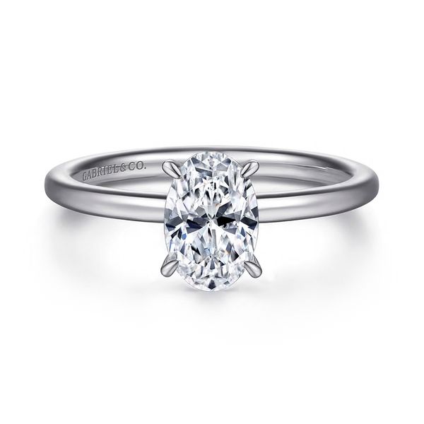 14K White Gold 0.05ctw G-H/SI+ Hidden Halo Diamond Semi-mount Ring Setting Sz 6.5 Raleigh Diamond Fine Jewelry Raleigh, NC