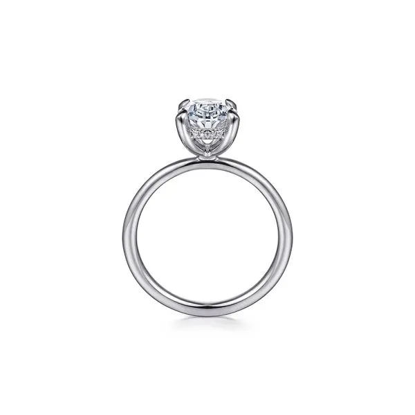 14K White Gold Hidden Halo 0.07ctw G-H/SI+ Diamonds Semi-Mount 3.95ct CZ Size 6.5 Image 2 Raleigh Diamond Fine Jewelry Raleigh, NC