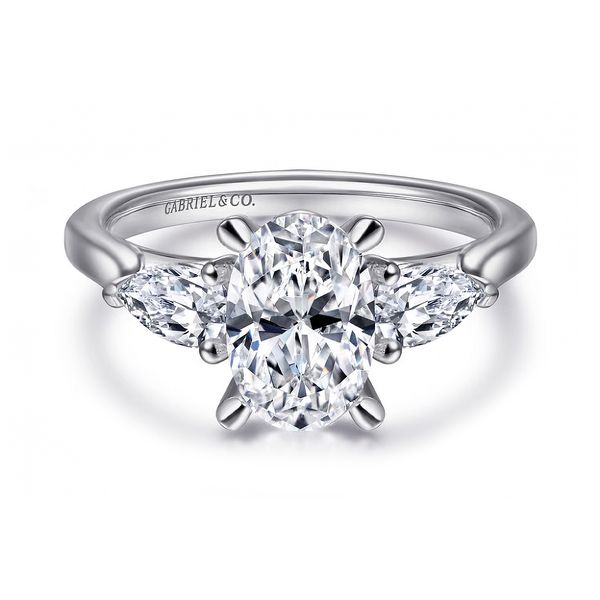 RD Classic Signature 14K White Gold 0.40ctw G-H/SI1 Oval 3-Stone Diamond Semi-mount Ring Setting Sz 6.5 Raleigh Diamond Fine Jewelry Raleigh, NC