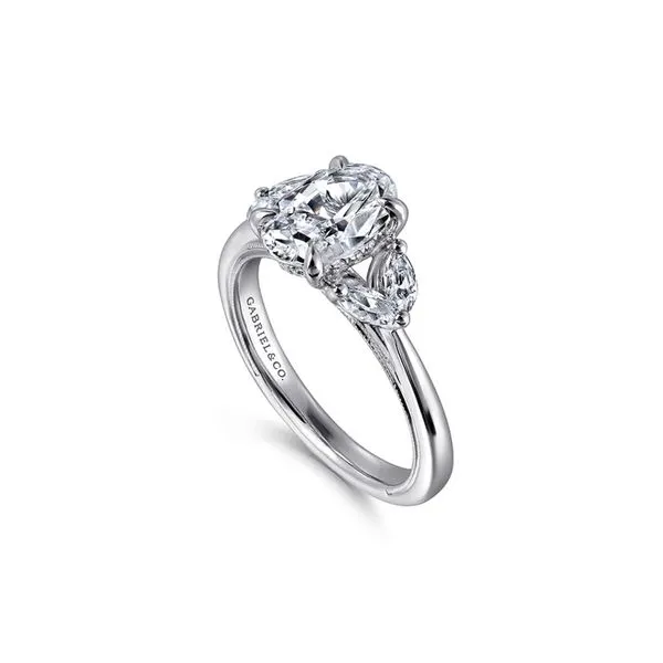 14K White Gold 0.06ctw G-H/SI1 Oval Diamond Contemporary Engagement Ring Image 2 Raleigh Diamond Fine Jewelry Raleigh, NC