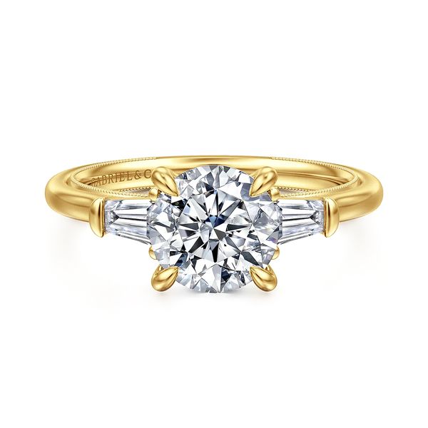 14K Yellow Gold 0.34ctw G-H/VS2 3-Stone Diamond* Semi-mount Engagement Ring Setting Raleigh Diamond Fine Jewelry Raleigh, NC
