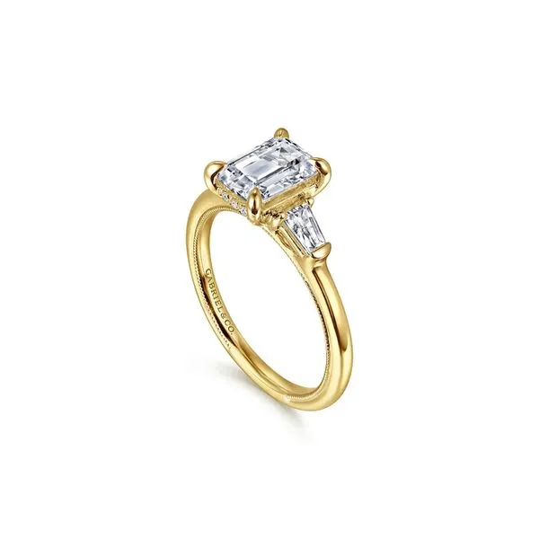 14K Yellow Gold 0.36ctw G-H/VS2 Emerald Cut 3-Stone Diamond Engagement Ring Size 6.5 Image 2 Raleigh Diamond Fine Jewelry Raleigh, NC