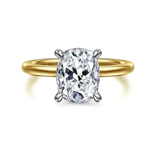 14K White & Yellow Gold 0.05ctw G-H/ SI+ Cari Hidden Halo Diamond Engagement Ring Size 6.5 Raleigh Diamond Fine Jewelry Raleigh, NC