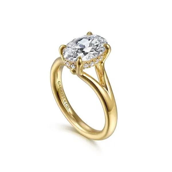 14K Yellow Gold 0.09ctw G-H/SI+ Split Shank Oval Diamonds Engagement Ring Size 6.5 Raleigh Diamond Fine Jewelry Raleigh, NC