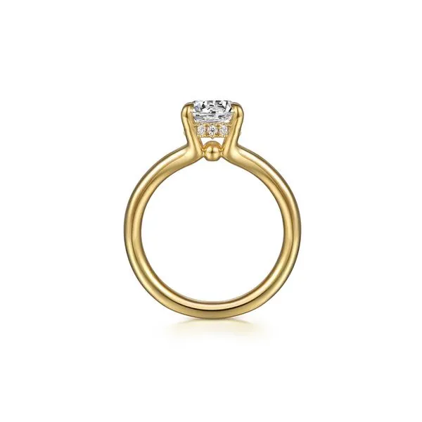 14K Yellow Gold Split Shank Oval Diamond Engagement Semi-Mount Ring Image 3 Raleigh Diamond Fine Jewelry Raleigh, NC