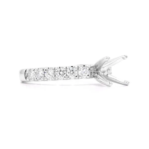 14K White Gold 0.59ctw Semi-mount with Accented Shank Image 3 Raleigh Diamond Fine Jewelry Raleigh, NC