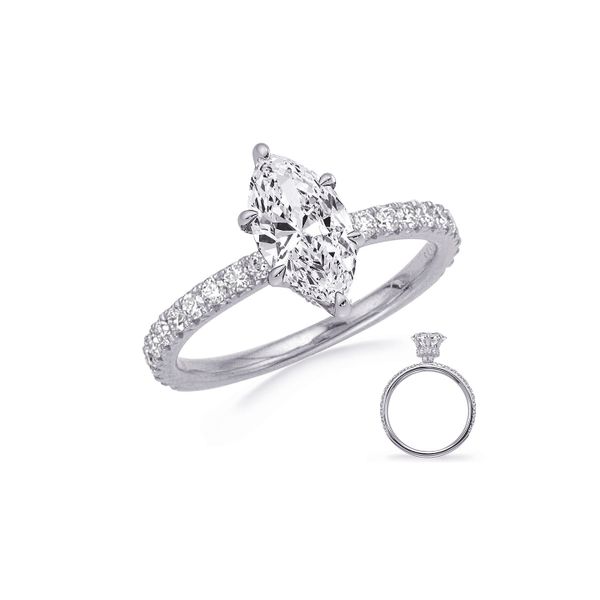 14K White Gold 0.53ctw Marquise Hidden Halo Diamond Semi-Mount Ring Raleigh Diamond Fine Jewelry Raleigh, NC
