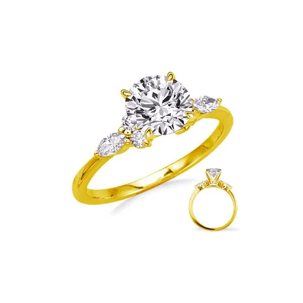 14K Yellow Gold 0.30ctw 3-Stone Diamond Semi-Mount Raleigh Diamond Fine Jewelry Raleigh, NC