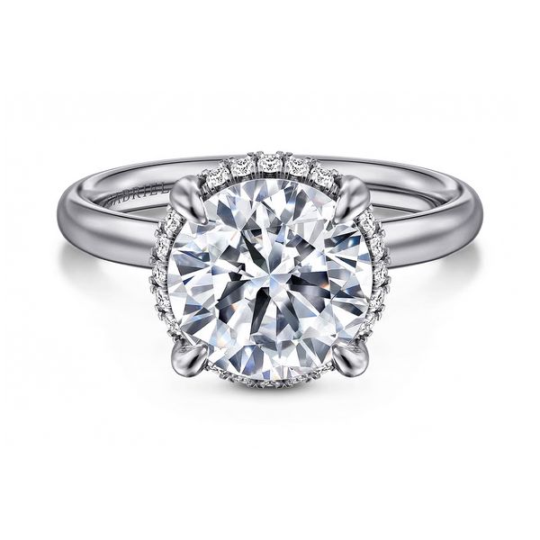 Platinum 0.18cttw G-H/SI+ Round Halo Ladies Diamond Semi-mount Ring Setting for 3.09ct Sz 4 Raleigh Diamond Fine Jewelry Raleigh, NC