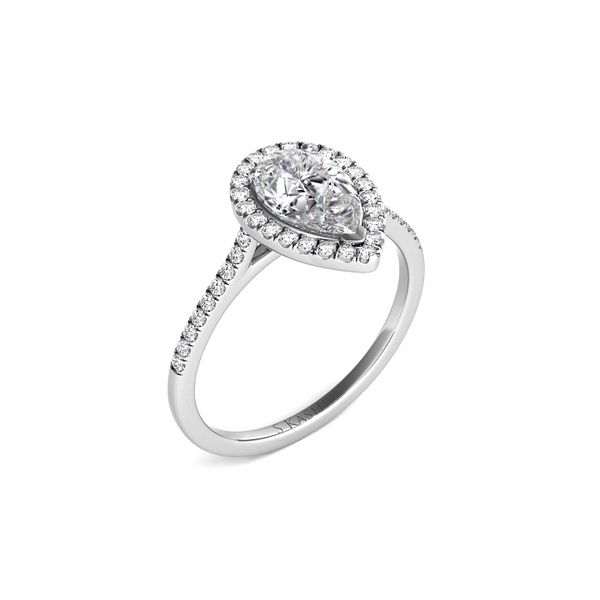 14K White Gold 0.20cttw G/SI1 Diamond Semi-mount Halo Ring for 0.75ct Pear Size 6.5 Raleigh Diamond Fine Jewelry Raleigh, NC