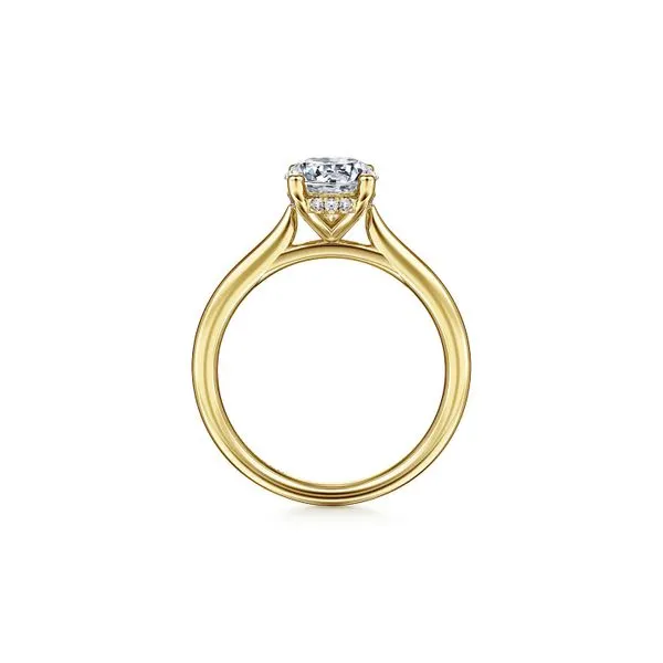 14K Yellow Gold 0.06ctw Oval Solitaire Diamond Hidden Halo CZ Size 6.5 Image 3 Raleigh Diamond Fine Jewelry Raleigh, NC