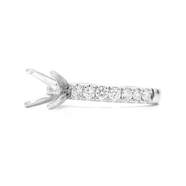 RD Classic Signature 14K White Gold 0.52ctw F/VS2+ Semi-mount with Accented Shank Size 6 Image 2 Raleigh Diamond Fine Jewelry Raleigh, NC