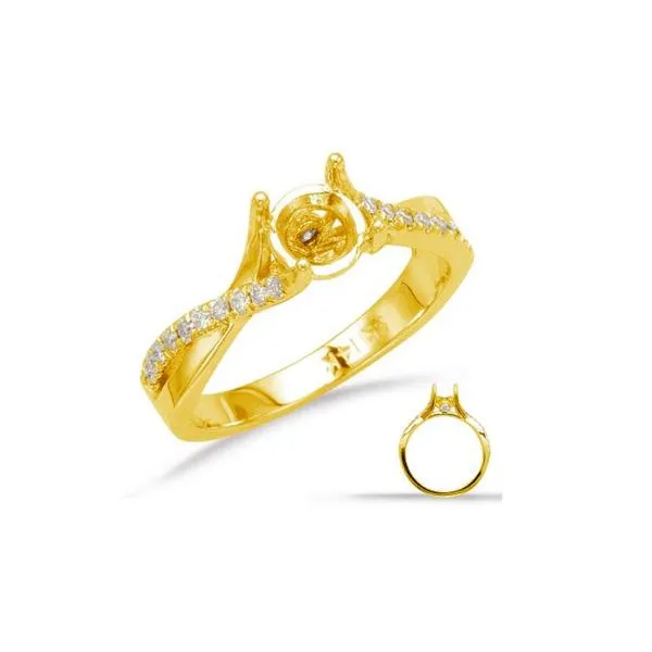 14K Yellow Gold 0.21ctw Diamond Bypass Engagement Ring Semi-Mount for 1.5CT RBC Center Raleigh Diamond Fine Jewelry Raleigh, NC