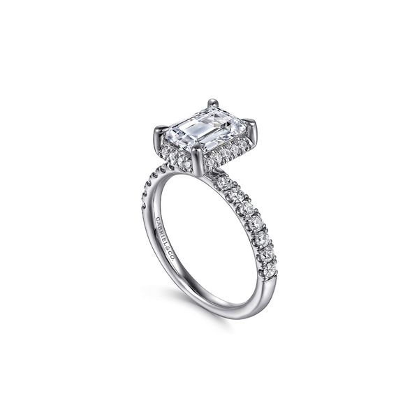 14K White Gold 0.50ct G-H/SI or higher Emerald Cut Hidden Halo Diamond Semi-mount Ring Setting Sz 6.5 Image 2 Raleigh Diamond Fine Jewelry Raleigh, NC