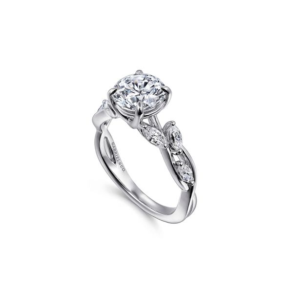 14K White Gold 0.36ctw G-H/VS2 or higher Floral Round Diamond Semi-Mount 2.72 ctw CZ CS Size 6.5 Image 2 Raleigh Diamond Fine Jewelry Raleigh, NC