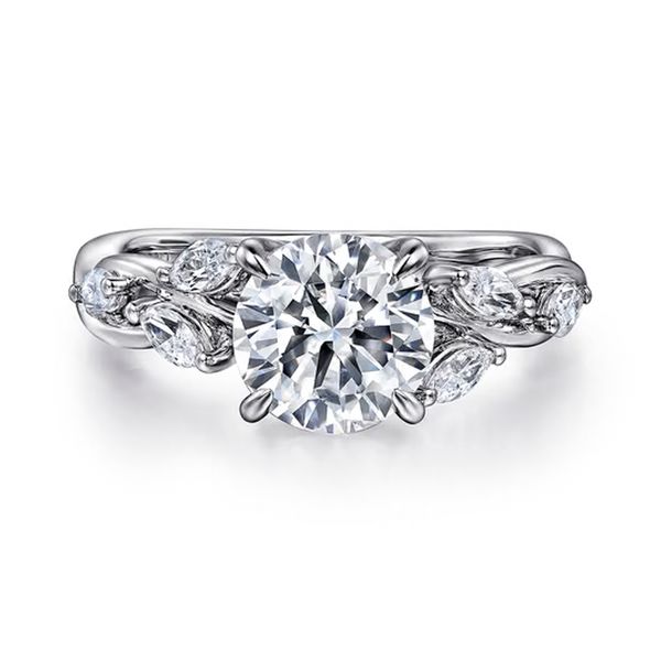 14K White Gold 0.36ctw G-H/VS2 or higher Floral Round Diamond Semi-Mount 2.72 ctw CZ CS Size 6.5 Raleigh Diamond Fine Jewelry Raleigh, NC