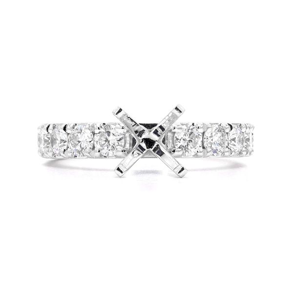 RD Classic Signature 14K White Gold 0.94ctw Semi-mount with Accented Shank Size 6 Raleigh Diamond Fine Jewelry Raleigh, NC