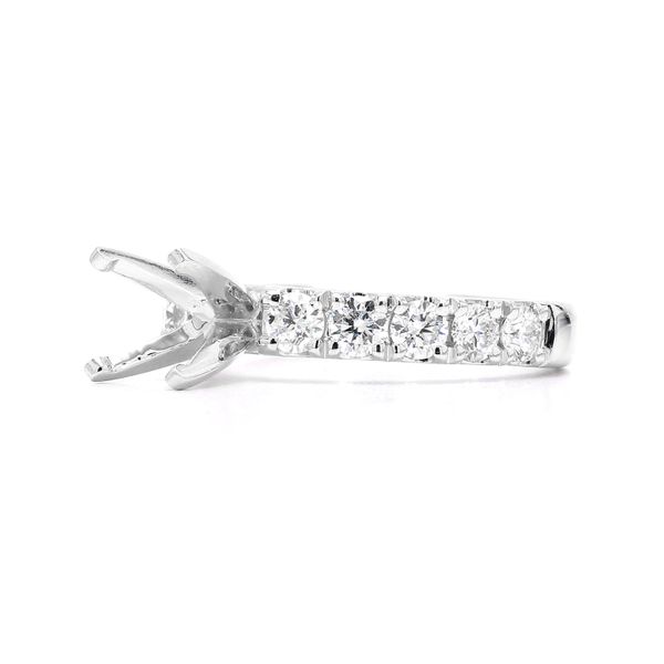 RD Classic Signature 14K White Gold 1.00ctw Semi-mount with Accented Shank Size 6 Image 2 Raleigh Diamond Fine Jewelry Raleigh, NC