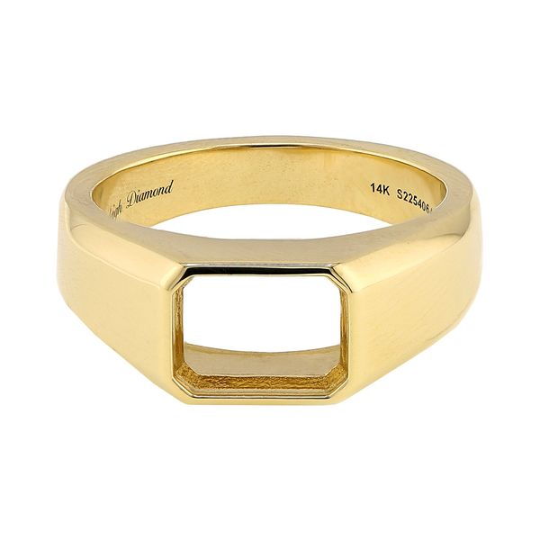 14K Yellow Gold East-West Bexel Radiant/Emerald Diamond* Semi-mount Polished Engagement Ring Setting Sz 6.5 Raleigh Diamond Fine Jewelry Raleigh, NC