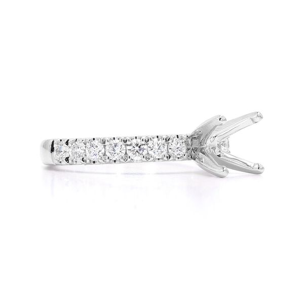 Platinum 0.52ctw F/VS2+ Accented Shank Diamond Semi-mount Ring Setting Sz 6 Image 3 Raleigh Diamond Fine Jewelry Raleigh, NC