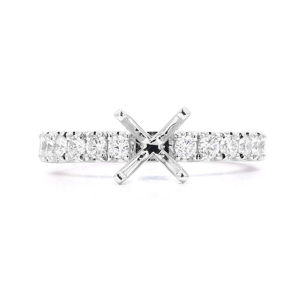 Platinum 0.52ctw F/VS2+ Accented Shank Diamond Semi-mount Ring Setting Sz 6 Raleigh Diamond Fine Jewelry Raleigh, NC